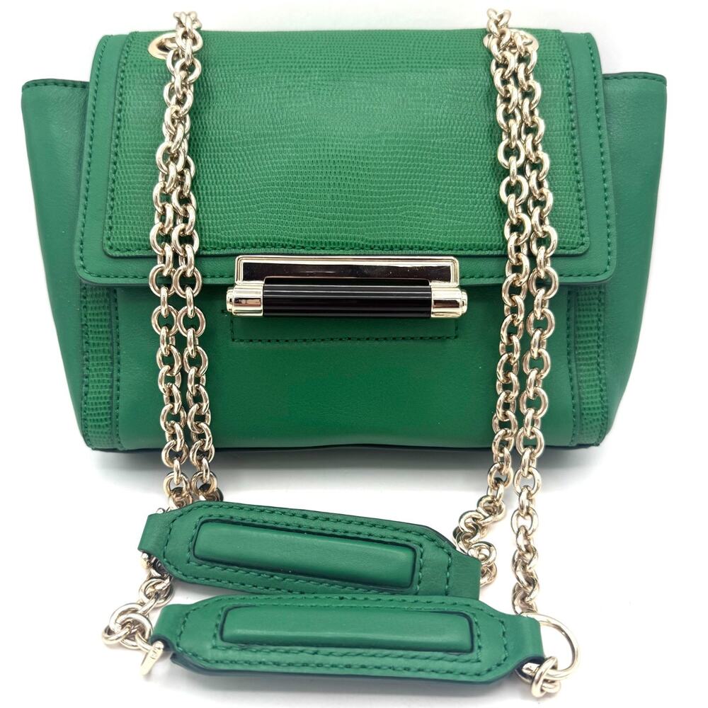Diane von Fürstenberg DVF 440 Mini Shoulder Bag Emerald Green Leather Chain